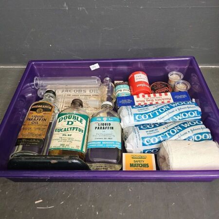 Tray of Vintage First Aid Items