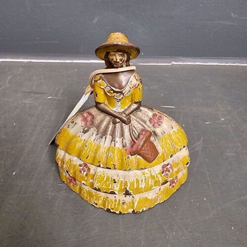 Antique Victorian Hand Painted Crinoline Lady Bell