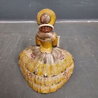 Antique Victorian Hand Painted Crinoline Lady Bell - 2