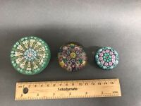 3 Glass Millefiori Paperweights - 2