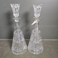 Superb Pair Hand Cut Crystal Decanters