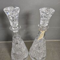 Superb Pair Hand Cut Crystal Decanters - 2