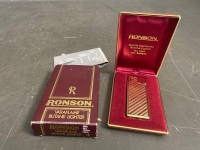 Vintage Ronson Varaflame Lighter Gold and Tortoise in Box