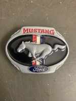 Mustang Belt Buckle & 2 Antique Spark Plugs - 3