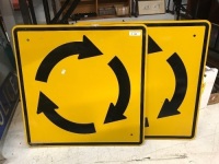 Pair Of Roundabout Road Signs