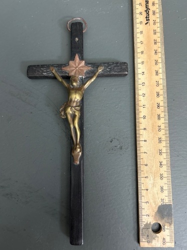 French Antique Wooden Crucifix C.1900