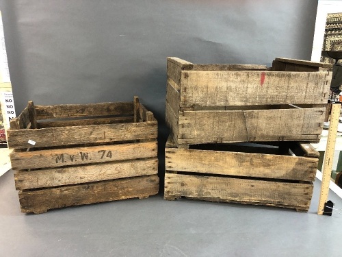 3 Vintage French Fruit Crates