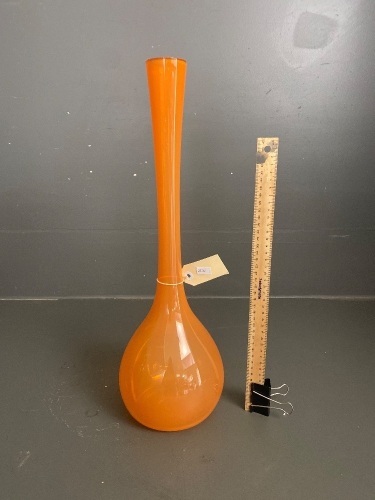 Mid Century Mod Orange Glass Vase