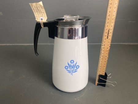 Mid Century Corning Ware 9 cup Coffee Perculator Unused C.1980