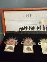 The Australian Army Rising Sun Badges Display - 2