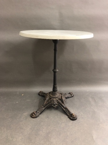 c1960's Vintage Parisian Cast Iron Base Bistro Table