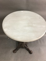 c1960's Vintage Parisian Cast Iron Base Bistro Table - 2