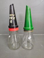 Pair 1 Pint Oil Bottles with lids (1 metal) - 2