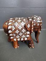 Handcarved Inlaid Elephant - 3