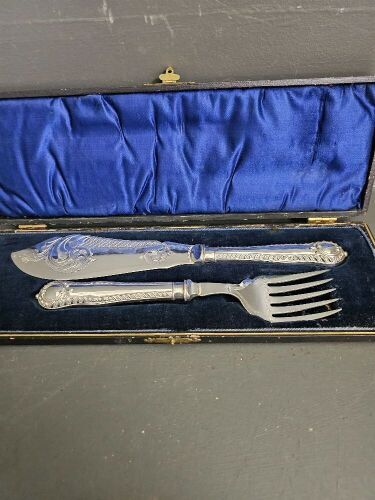 Antique Victorian Silver Plated Fish Set Possibly James Dixon C.1890