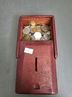 Silky Oak Donation Box with International Coins