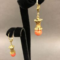 Pair of 14ct Gold & Salmon Coral Earrings