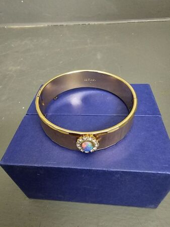 Vintage 22ct. HGP Opal Set Ladies Bangle