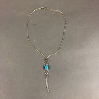 1920's Sterling Silver & Turquoise Fringe Necklace