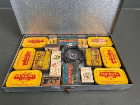 Galvanised Tin Box of Collectable Tins