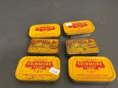 6 Old Tabacco Tins