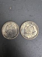 2 Silver Plated 1876 United States Trade Dollars - 2