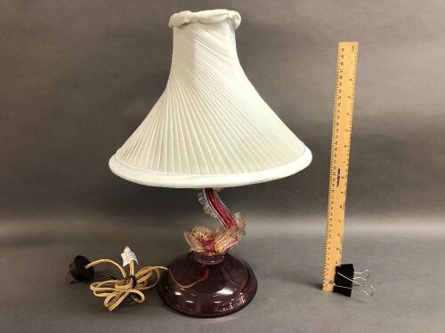 1950's Murano Glass Dolphin Lamp with Original Shade