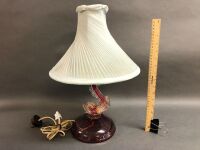 1950's Murano Glass Dolphin Lamp with Original Shade