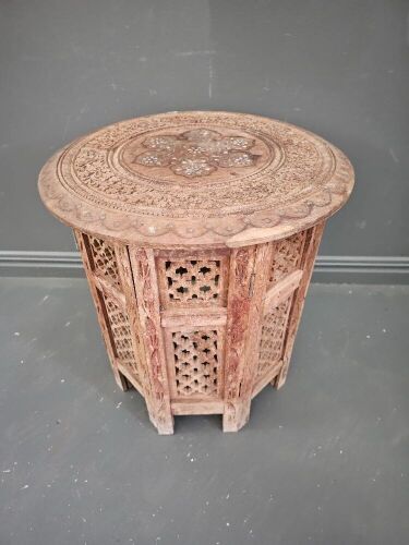 Carving Round Folding Occassional Table