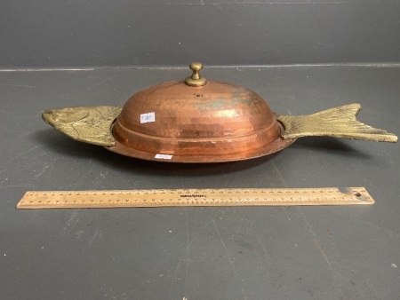 Copper and Brass Fish Server with lid