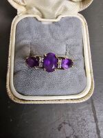 Gold & Purple Stone Ring - 2