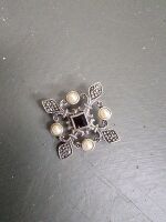 3 Brooches Seed Pearl with Garnet & Ship - 3