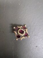 3 Brooches Seed Pearl with Garnet & Ship - 4