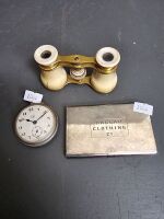 German Pocket Watch, Card Holder & Binoculars