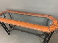 Leather Trimmed Glass Top Hall Table - 2