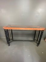 Leather Trimmed Glass Top Hall Table - 3