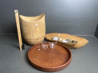 Wooden Planter, Fruit Bowl, Platter and Ordiments