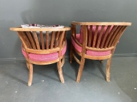 Pair Wooden Arm Chairs - 2