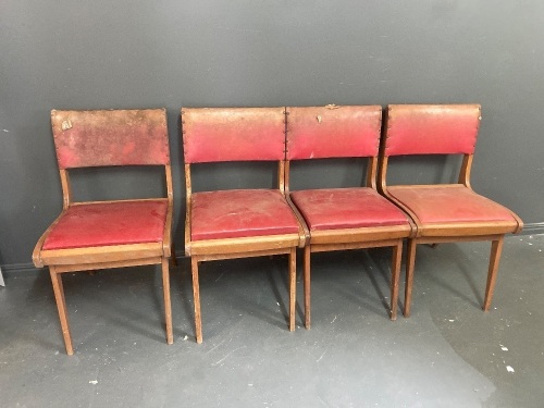 4 x Red Mid Century Chairs