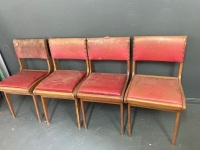 4 x Red Mid Century Chairs - 3