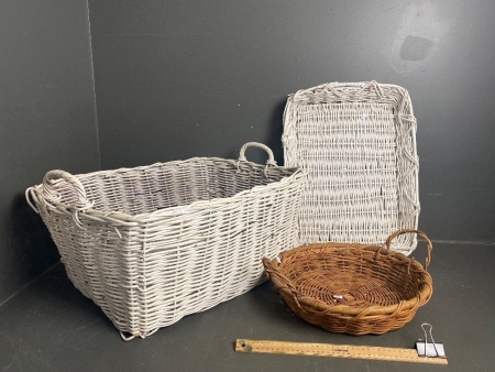 3 x Cane Baskets