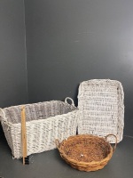 3 x Cane Baskets - 2