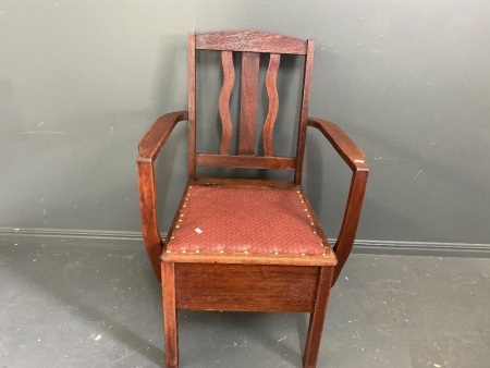 Art Deco Comode Chair with Aluminium Chamber Pot