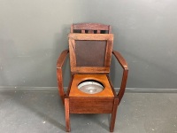 Art Deco Comode Chair with Aluminium Chamber Pot - 2