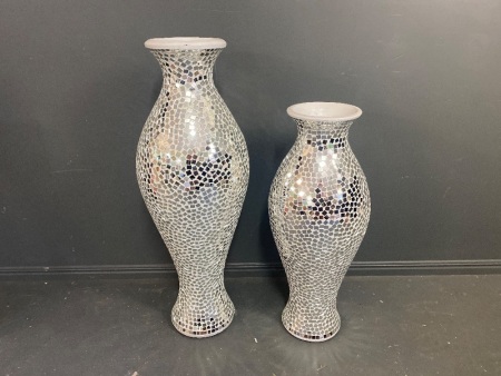 Two large Mirrored Decorator Urn Vases