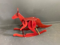 Red Wooden Kangaroo Rocking Roo - 3