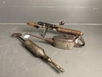 Vintage Kerosene Fuelled Soldering Gun, Vintage Oil Can & Greese Gun