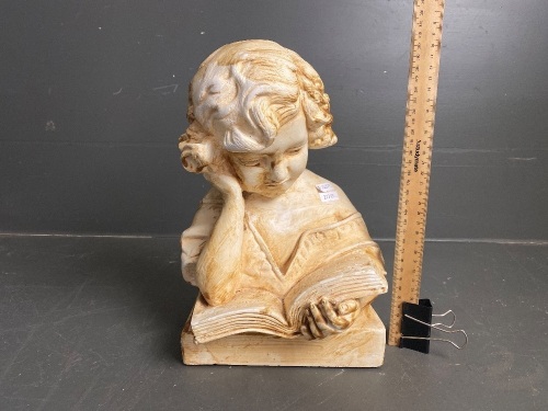 Girl Reading Her Book Statue Ceramic