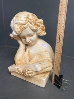 Girl Reading Her Book Statue Ceramic - 2