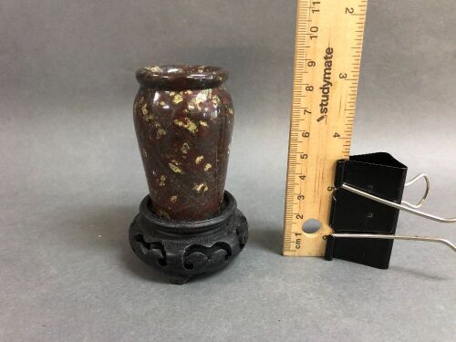 Early Victorian Carved Jasper Urn on Carved Timber Stand